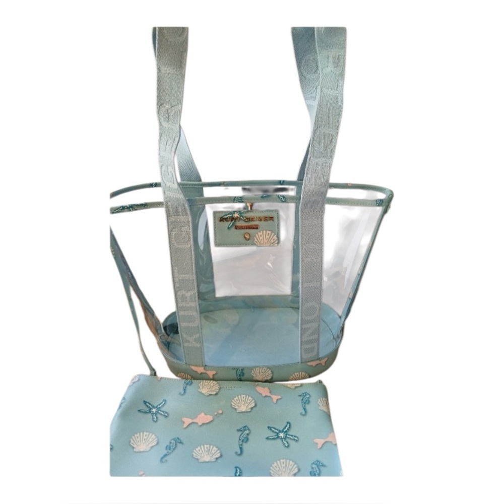 Kurt Geiger NWT Seahorse Translucent Tote Crossbody with Matching Pouch. Dustbag